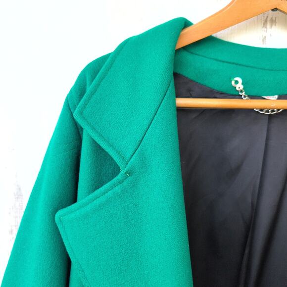 Vintage La Vogue Made In USA 100% Pure Wool Pea Coat Emeral Green Women's Large - Picture 7 of 10